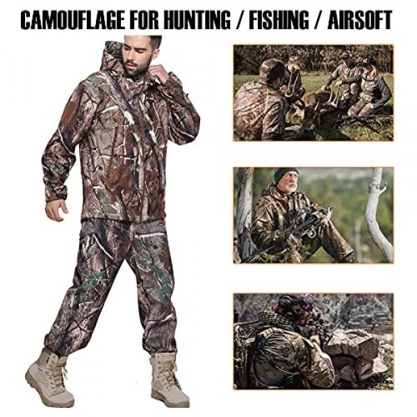 CARWORNIC Men's Tactical Outdoor Hunting Jacket Waterproof Softshell Fleece Camouflage Jackets