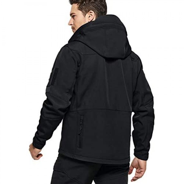 CQR Men's Winter Tactical Military Jackets Lightweight Waterproof Fleece Lined Softshell Hunting Jacket w Hoodie