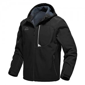 Gopune Men's Softshell Hiking Jacket Fleece Lined Waterproof Lightweight Hooded Coat