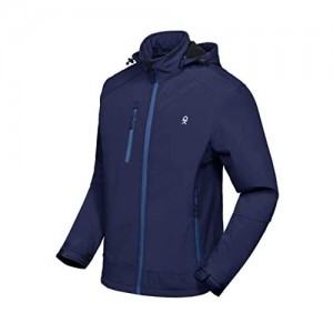 Little Donkey Andy Men’s Softshell Jacket with Removable Hood  Fleece Lined and Water Repellent