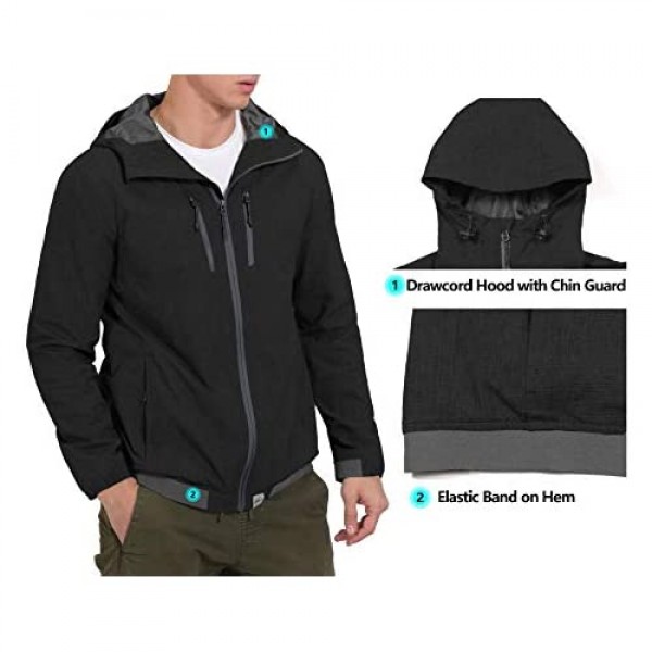 Mapamyumco Men's Breathable Light Spring Jacket with Hood for Hiking Travel Golf Quick Dry UPF 50