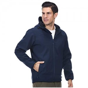 MIER Men's Softshell Jacket Fleece Lined Outdoor Hiking Hooded Full Zip  Water Resistant and Windproof