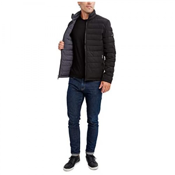 Nautica mens Poly Stretch Reversible Midweight Puffer Jacket