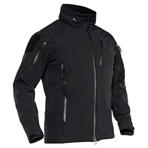 TACVASEN Men's Special Ops Tactical Jacket Water-Resistant Softshell Hiking Detachable Hoodie Fleece Jacket