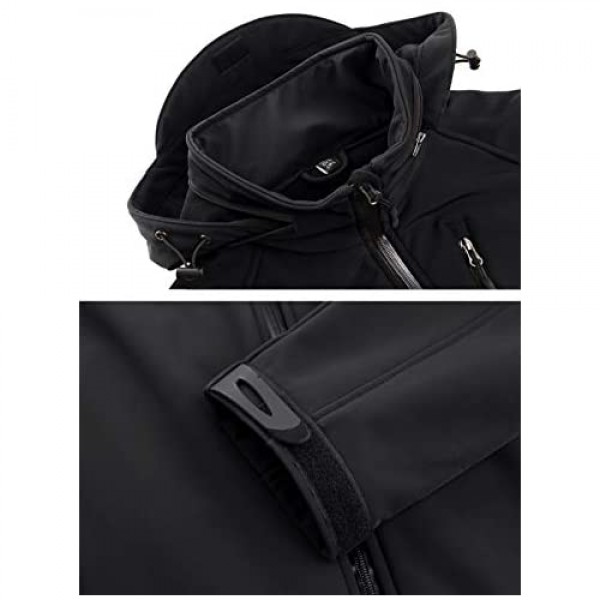 TACVASEN Men's Special Ops Tactical Jacket Water-Resistant Softshell Hiking Detachable Hoodie Fleece Jacket