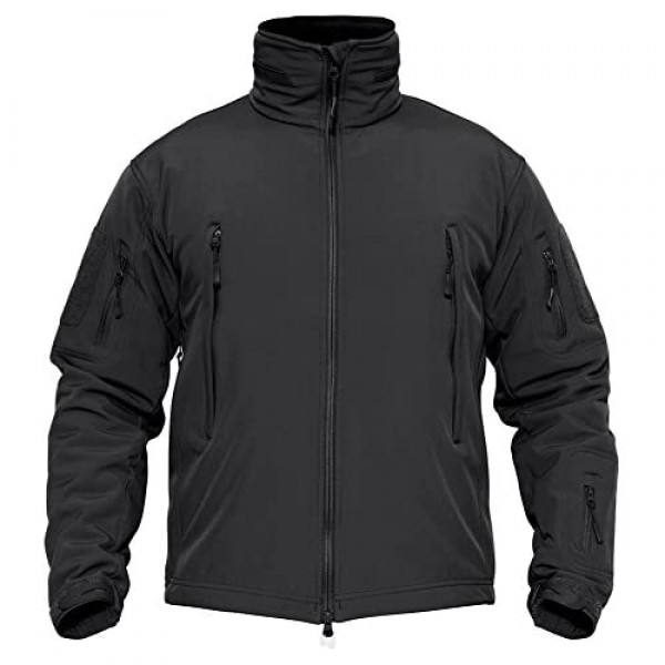 TACVASEN Men's Tactical Concealed Hooded Softshell Fleece Military Jacket Coat