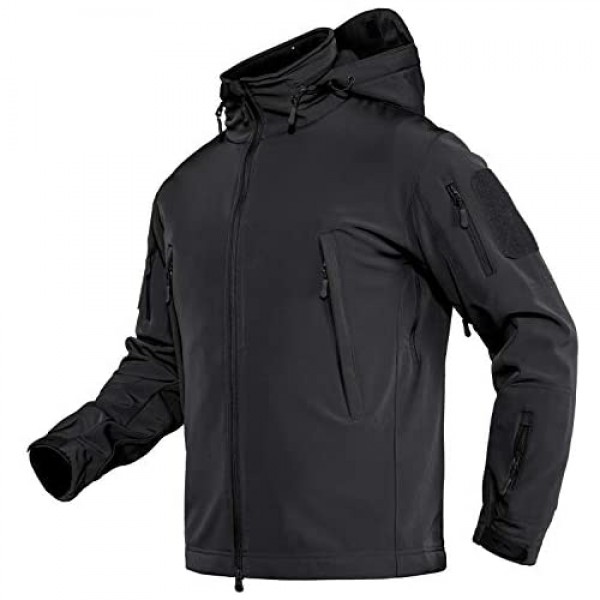 TACVASEN Men's Tactical Concealed Hooded Softshell Fleece Military ...