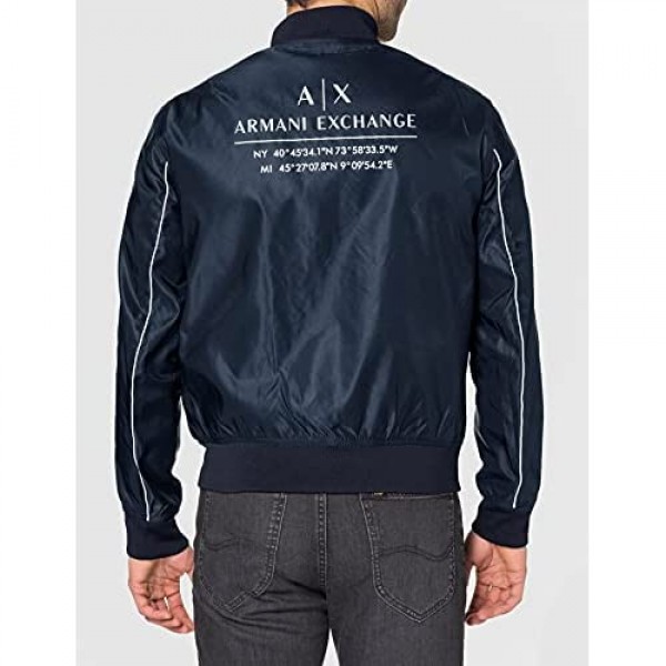 AX Armani Exchange mens Coordinate Logo Back Bomber Jacket