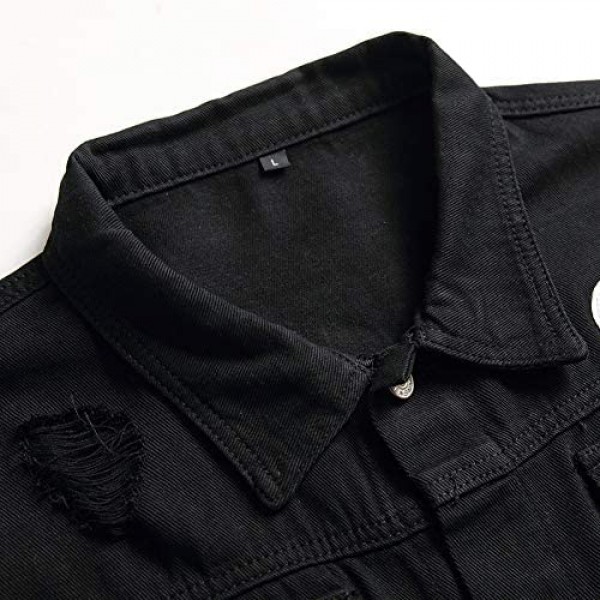 CHUNYEMEN Mens Ripped Jeans Jacket Fashion Slim Denim Jacket for Men