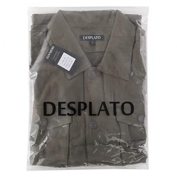 DESPLATO Men's Casual Lightweight Military 4 Pockets Cotton Shirt Safari Jacket
