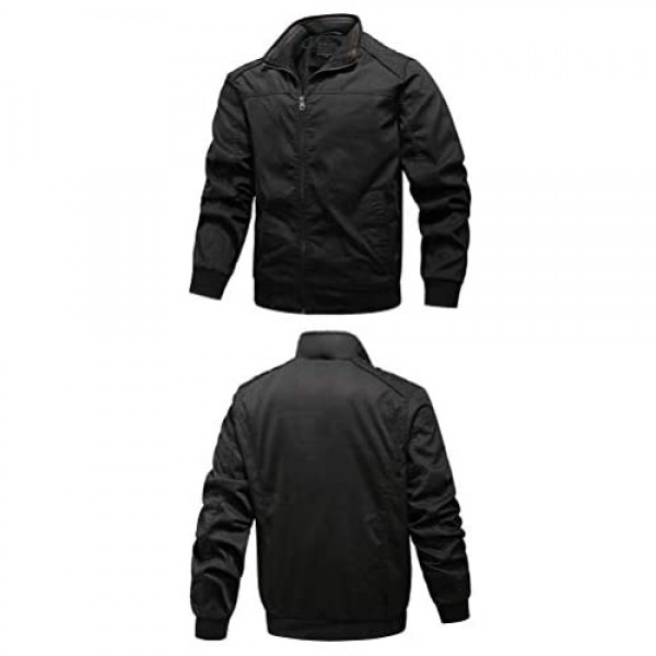 FTCayanz Men's Flight Bomber Jacket Cotton Lightweight Softshell Windbreaker Zip Coat Outwear