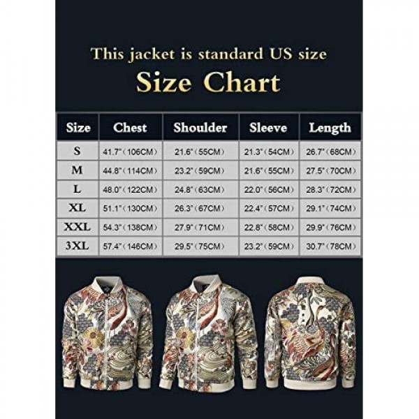 HOOD CREW Men’s Embroidery Stand Collar Zipper Casual Hip hop Stylish Floral Bomber Jacket