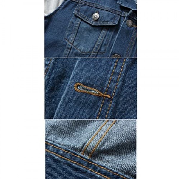 Lavnis Men's Denim Hoodie Jacket Casual Slim Fit Button Down Jeans Coat