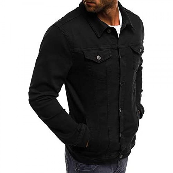 LONGBIDA Men's Classic Denim Jacket Men Slim Fit Fashion Jeans Coat
