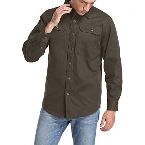 Men's Heavyweight Canvas Flannel Lined Shirt Jacket