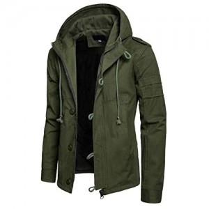 Men's Military hooded Jacket Cotton Two Pocket