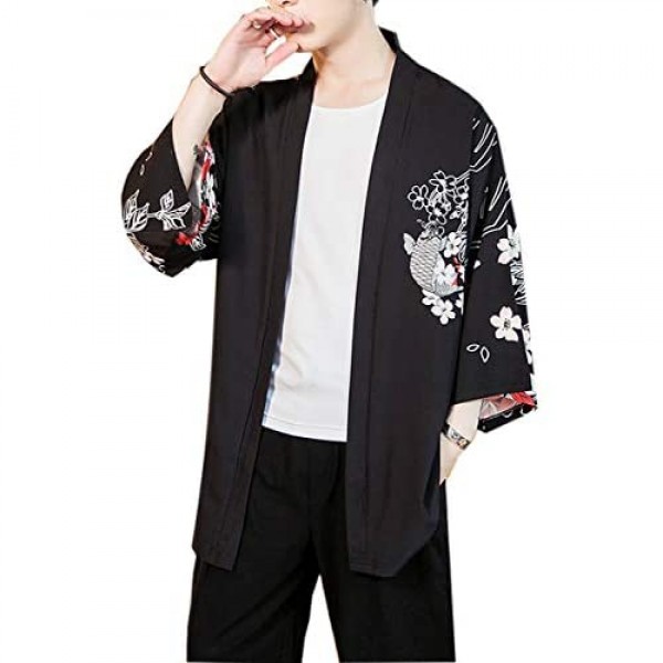 Seidarise Men's Haori Jacket Kimono Cardigan Yukata Noragi Happi Coat