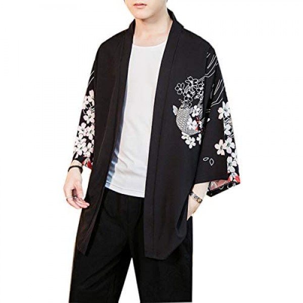 Seidarise Men's Haori Jacket Kimono Cardigan Yukata Noragi Happi Coat