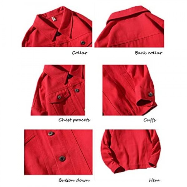 Tebreux Men's Jeans Coat Button Down Denim Jacket Casual Trucker Jacket Outerwear