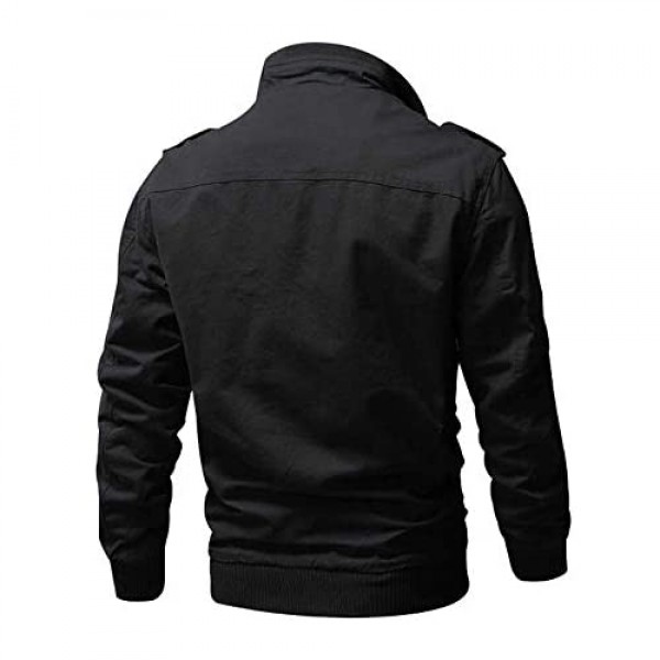 WEEN CHARM Men's Military Jackets Lightweight Casual Windbreaker Spring Cotton Bomber Jacket Outwear