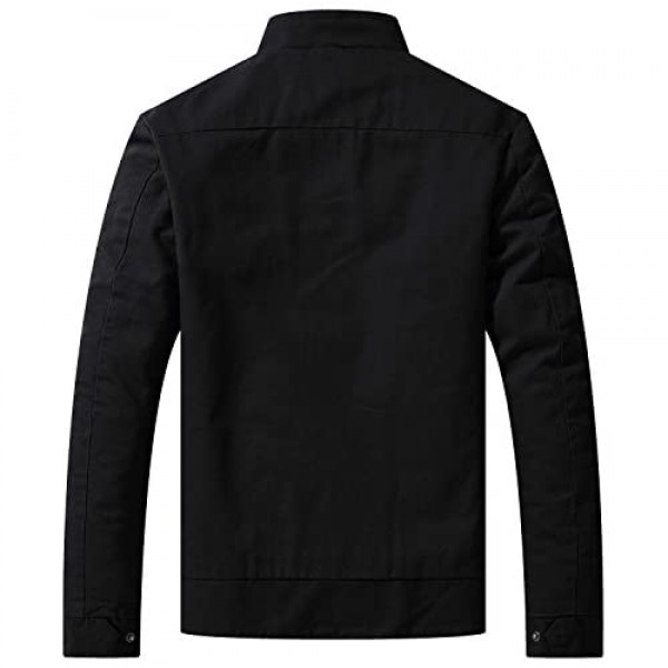 WenVen Men's Cotton Canvas Lightweight Casual Military Jacket