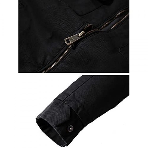 WenVen Men's Cotton Canvas Lightweight Casual Military Jacket