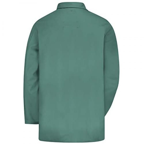 Bulwark Flame Resistant 9 oz Twill Cotton Excel FR Regular Work Coat with Top Stitched Collar Visual Green