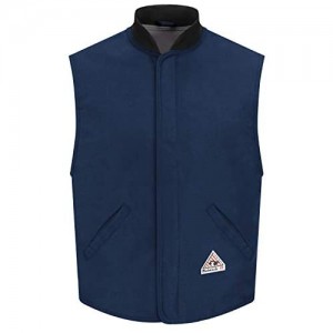 Bulwark Men's Flame Resistant 4.5 Oz Nomex IIIA Vest Jacket Liner with Rib-Knit Collar Navy