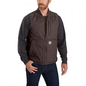 Carhartt mens Loose Fit Washed Duck Insulated Rib Collar Vest