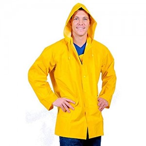 Galeton 7960-XL-YW Repel Rainwear 0.35mm PVC/Polyester Rain Jacket with Detachable Hood  XL  Yellow