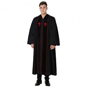 IvyRobes Unisex Clerical Clergy Robe for Pulpit with Bell Sleeves Black