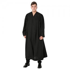 IvyRobes Unisex Plymouth Clergy Robe Judge Robe Pulpit Robe Black