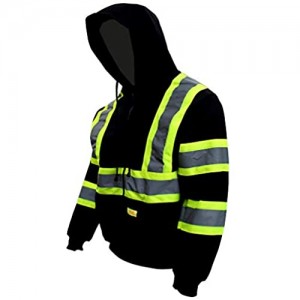 New York Hi-Viz Workwear H9013 Men's ANSI Class 1 High Visibility  Lightweight Hoodie  Black (Large)
