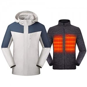 Venustas Men's 3-in-1 Heated Jacket with Battery Pack 5V  Ski Jacket Winter Jacket with Removable Hood Waterproof
