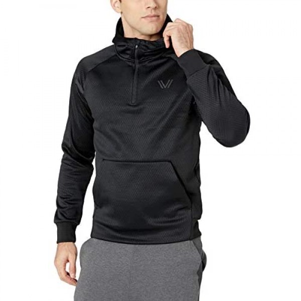 Brand - Peak Velocity Men's Black Ops Quarter-zip Water-resistant Fleece Athletic-fit Hoodie