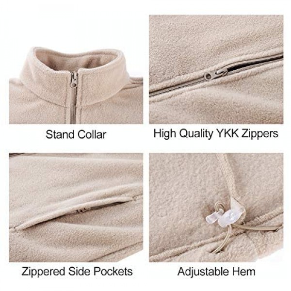 CAMEL CROWN Men Full Zip Fleece Jackets with Pockets Soft Polar Fleece Coat Jacket for Fall Winter Outdoor Wear