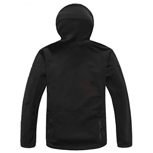 CARWORNIC Men's Military Tactical Fleece Jacket Warm Multi-Pockets Outdoor Hooded Coat