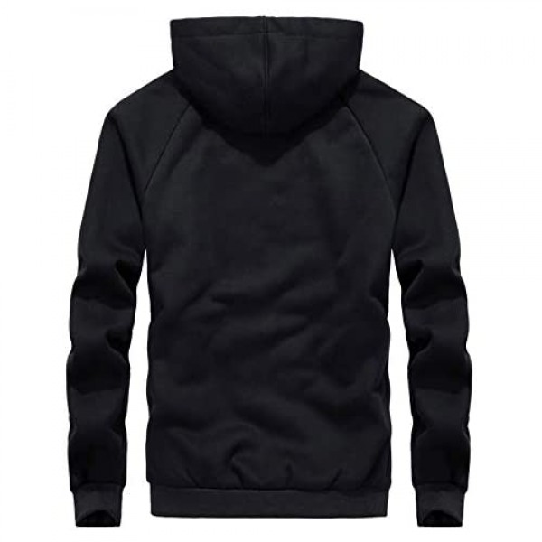 Flygo Men's Classic Sherpa Lined Full Zip Up Hoodies Sweatshirt Outwear Jacket