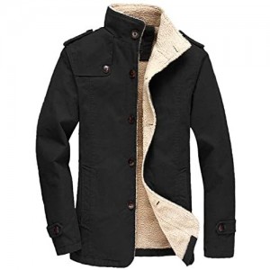 FTIMILD Men Sherpa Jackets Fleece Winter Warm Coats Lined Parka Thick Outerwear
