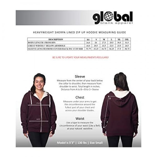 Global Blank Heavyweight Sherpa Lined Zip Up Fleece Hoodie Jacket Men and Women