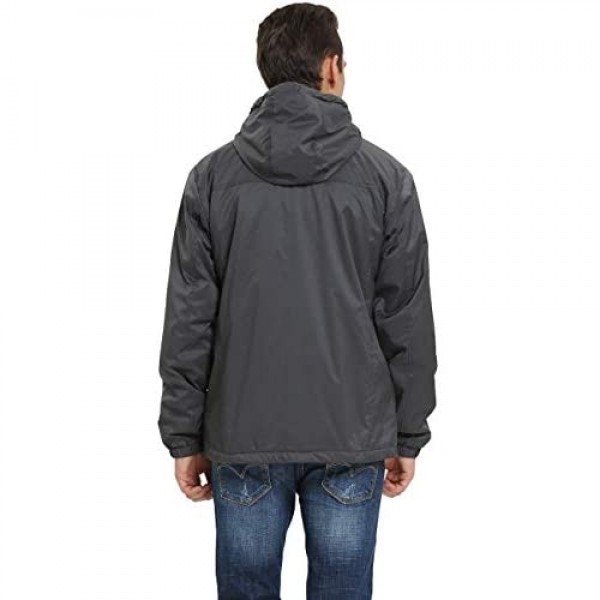 iloveSIA Men's Lightweight Fleece-Lined Hooded Jacket with Rainproof Windproof Shell