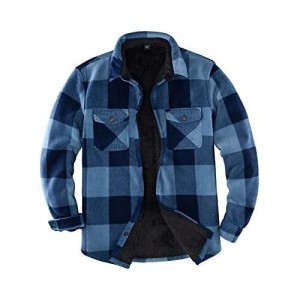Men's Warm Sherpa Lined Fleece Plaid Flannel Shirt Jacket(All Sherpa Fleece Lined)