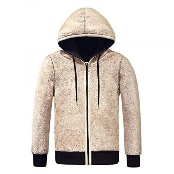 PEHMEA Men's Warm Thicken Fleece Hoodie Sherpa Lined Full-Zip Sweatshirt Jackets
