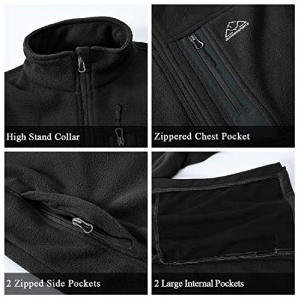TBMPOY Men's Full-Zip Fleece Jacket Soft Polar Winter Outdoor Coat with Pockets