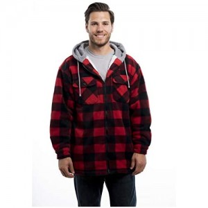 TrailCrest Men's Warm Sherpa Lined Hoodie Fleece Shirt Jacket Classic Zip Up Buffalo Plaid (Regular and Big & Tall Sizes)