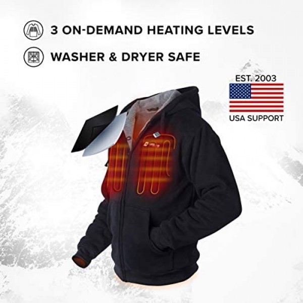 Venture Heat Heated Hoodie with Battery - Electric Sweater Jacket Men Women Transit 2.0 (Fleece or Canvas)