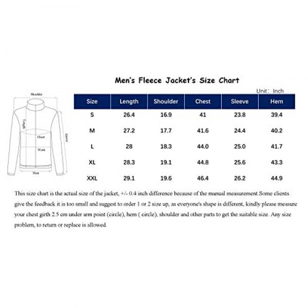YINGJIELIDE Men's Fleece Jacket Full Zip Polar-Fleece Coat Soft Warm Outdoor Sweater