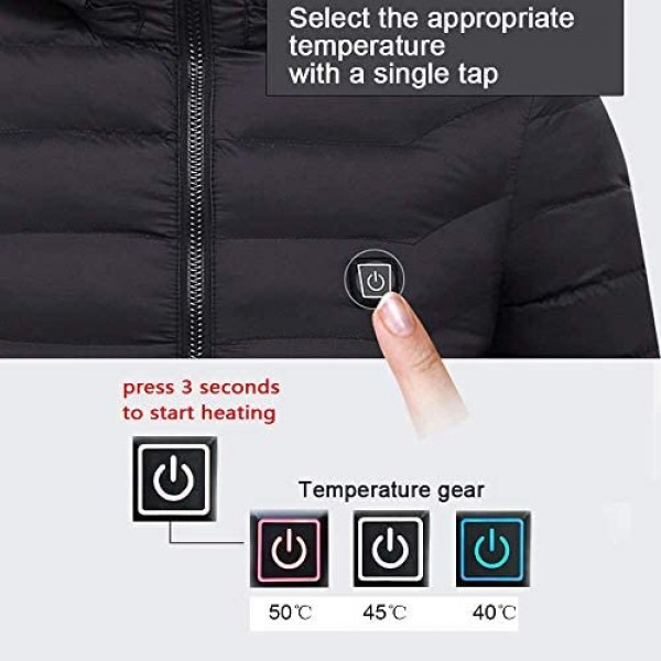ANTARCTICA Upgraded USB Electric Heated Lightweight Rechargeable Heating Waistcoat Down Jacket Coat (Power Bank NOT Included)