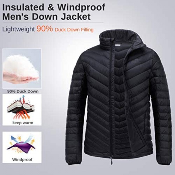 CAMEL CROWN Men's Packable Down Jacket Lightweight Puffer Winter Coats Windproof