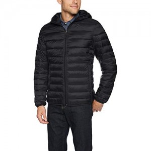  Essentials Men's Lightweight Water-Resistant Packable Hooded Puffer Jacket